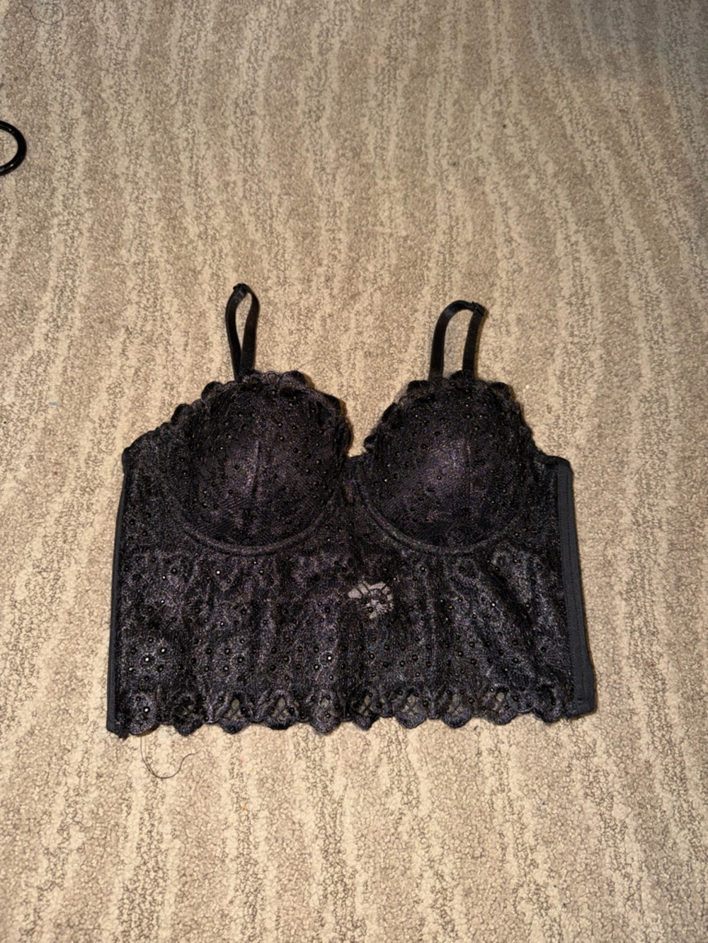 Women’s brand new cute stylish shiny jet black corset bra corset top size S/M